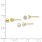 Madi K Ball / CZ / 3- Round Freshwater Cultured Pearl 3-Pair Post Earring Set - WBC