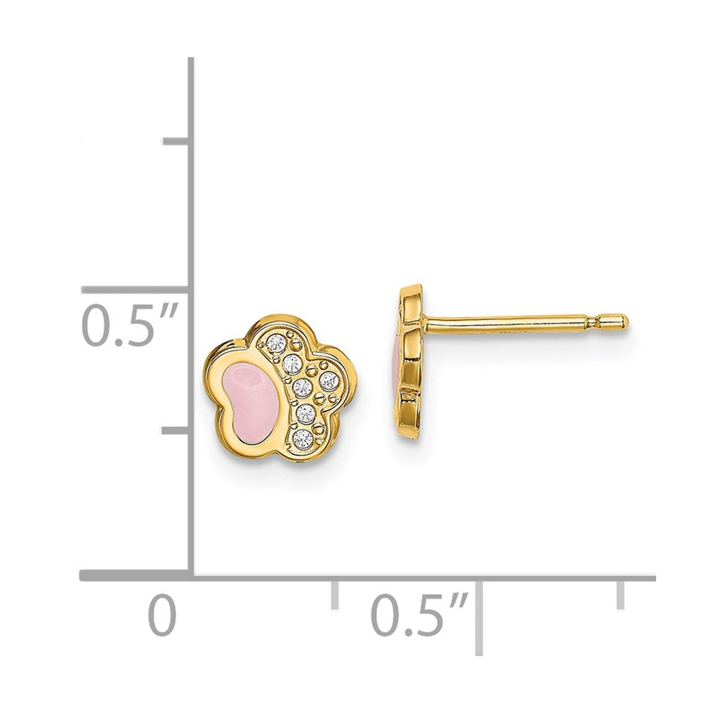 Madi K CZ and Pink Enamel Pawprint Childrens Post Earrings - WBC