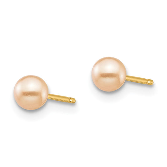 Madi K 3- Pink Round Freshwater Cultured Pearl Stud Post Earrings with Silicone Backs - WBC