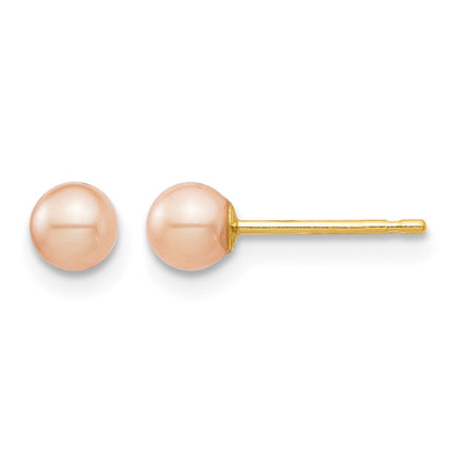 Madi K 3- Pink Round Freshwater Cultured Pearl Stud Post Earrings with Silicone Backs - WBC