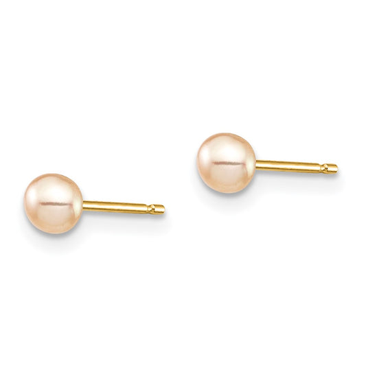 Madi K 3- Pink Button Freshwater Cultured Pearl Stud Post Earrings with Silicone Backs - WBC