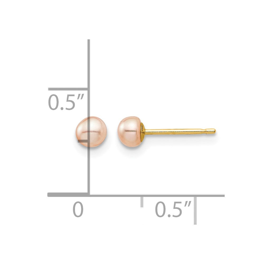 Madi K 3- Pink Button Freshwater Cultured Pearl Stud Post Earrings with Silicone Backs - WBC