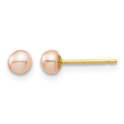 Madi K 3- Pink Button Freshwater Cultured Pearl Stud Post Earrings with Silicone Backs - WBC