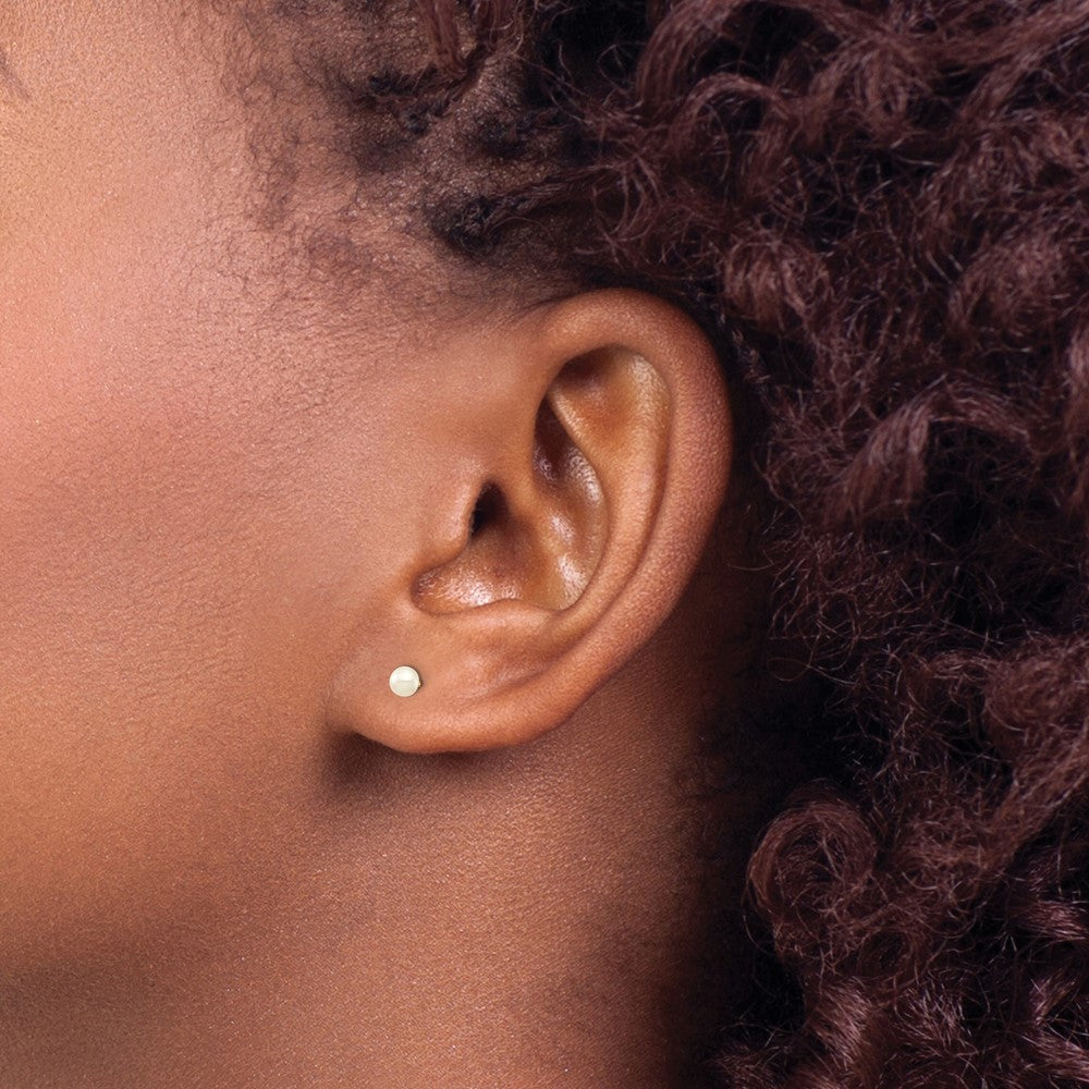Madi K 3- Button Freshwater Cultured Pearl Stud Post Earrings with Silicone Backs - WBC