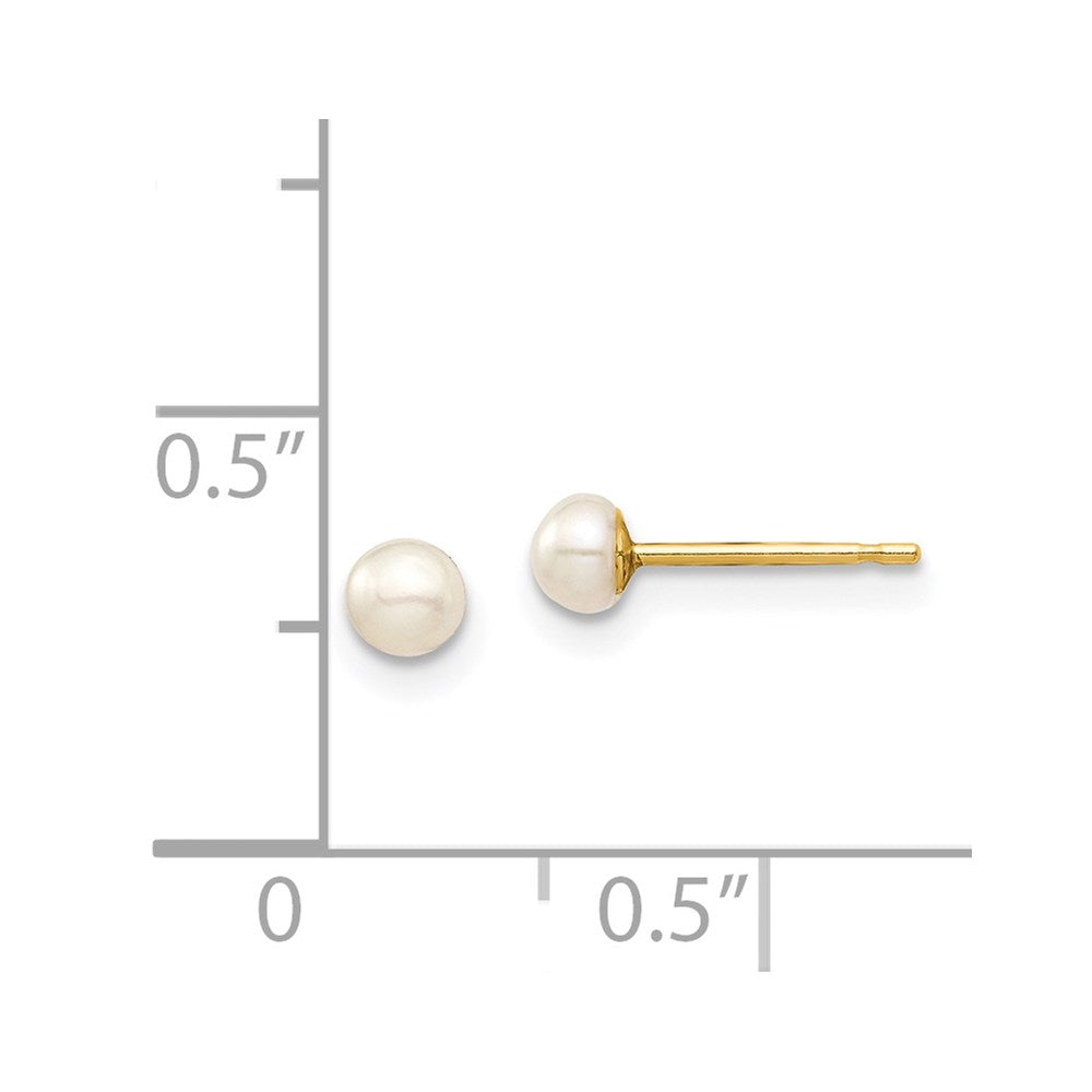 Madi K 3- Button Freshwater Cultured Pearl Stud Post Earrings with Silicone Backs - WBC