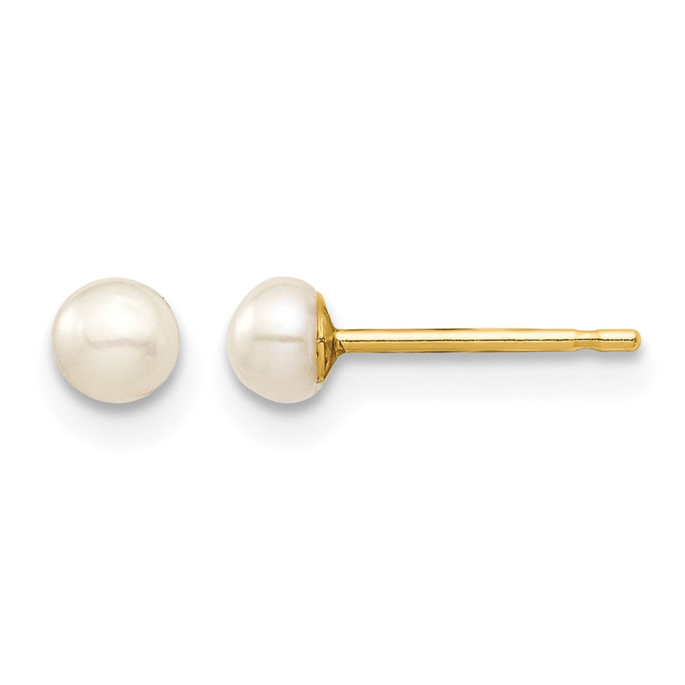 Madi K 3- Button Freshwater Cultured Pearl Stud Post Earrings with Silicone Backs - WBC