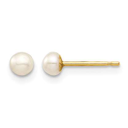 Madi K 3- Button Freshwater Cultured Pearl Stud Post Earrings with Silicone Backs - WBC