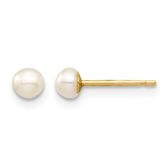 Madi K 3- Button Freshwater Cultured Pearl Stud Post Earrings with Silicone Backs - WBC