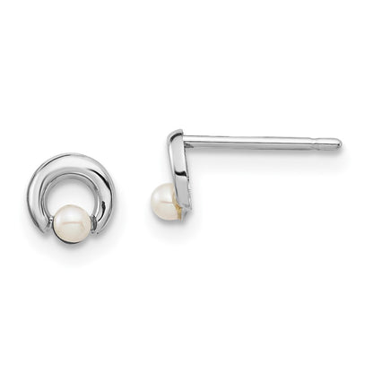 Madi K Button Freshwater Cultured Pearl Circle Post Earrings - WBC