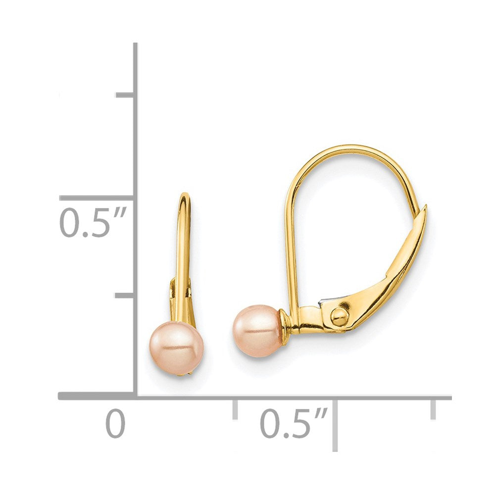 Madi K 3- Pink Round Freshwater Cultured Pearl Leverback Earrings - WBC