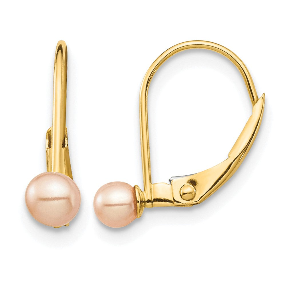 Madi K 3- Pink Round Freshwater Cultured Pearl Leverback Earrings - WBC