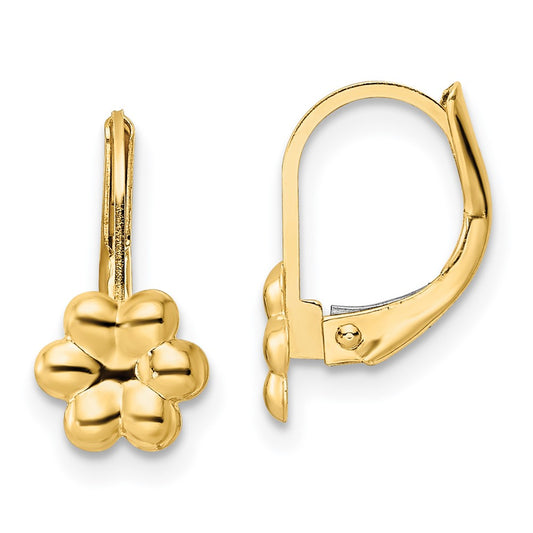Madi K Polished Flower Childrens Leverback Earrings - WBC
