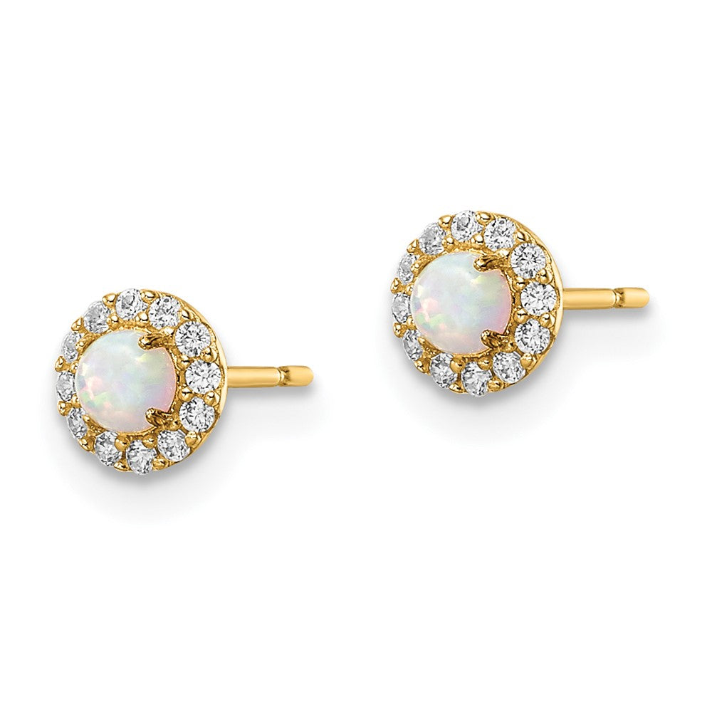 Madi K CZ And Lab Created Opal Post Earrings - WBC