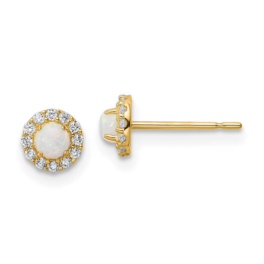 Madi K CZ And Lab Created Opal Post Earrings - WBC