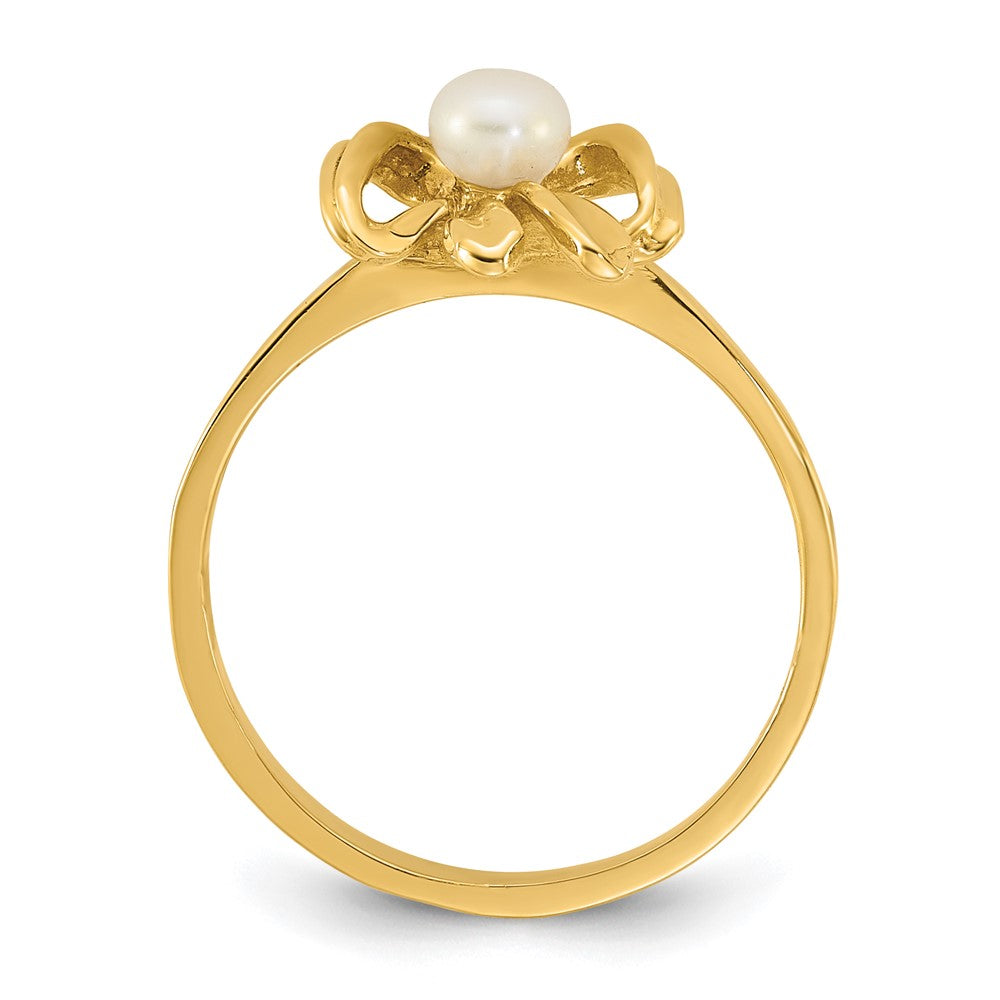 Madi K Polished 3- Button Freshwater Cultured Pearl Bow Childrens Ring - WBC
