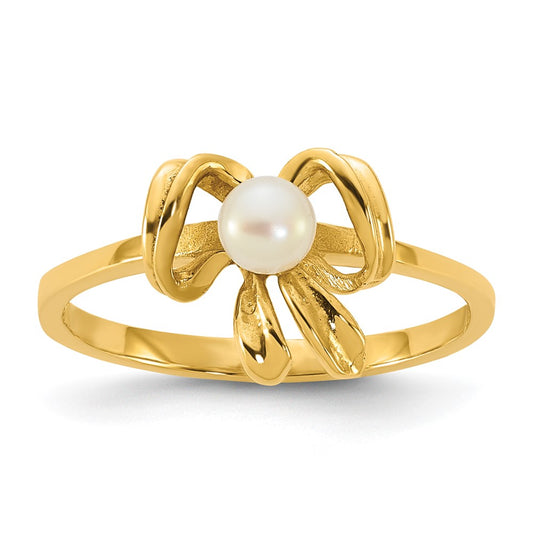 Madi K Polished 3- Button Freshwater Cultured Pearl Bow Childrens Ring - WBC