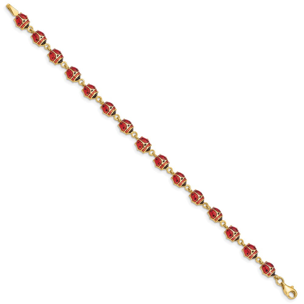 Red and Black Enamel and Resin Ladybug Bracelet - WBC