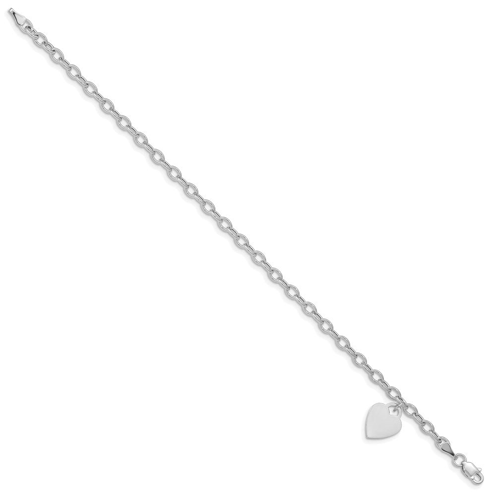 Engravable Solid Dangle Heart Charm and Hollow Chain Bracelet - WBC