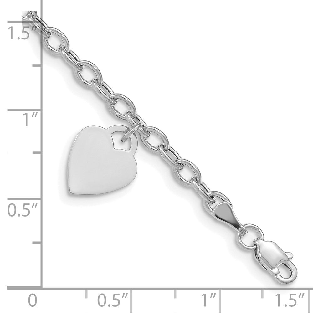 Engravable Solid Dangle Heart Charm and Hollow Chain Bracelet - WBC