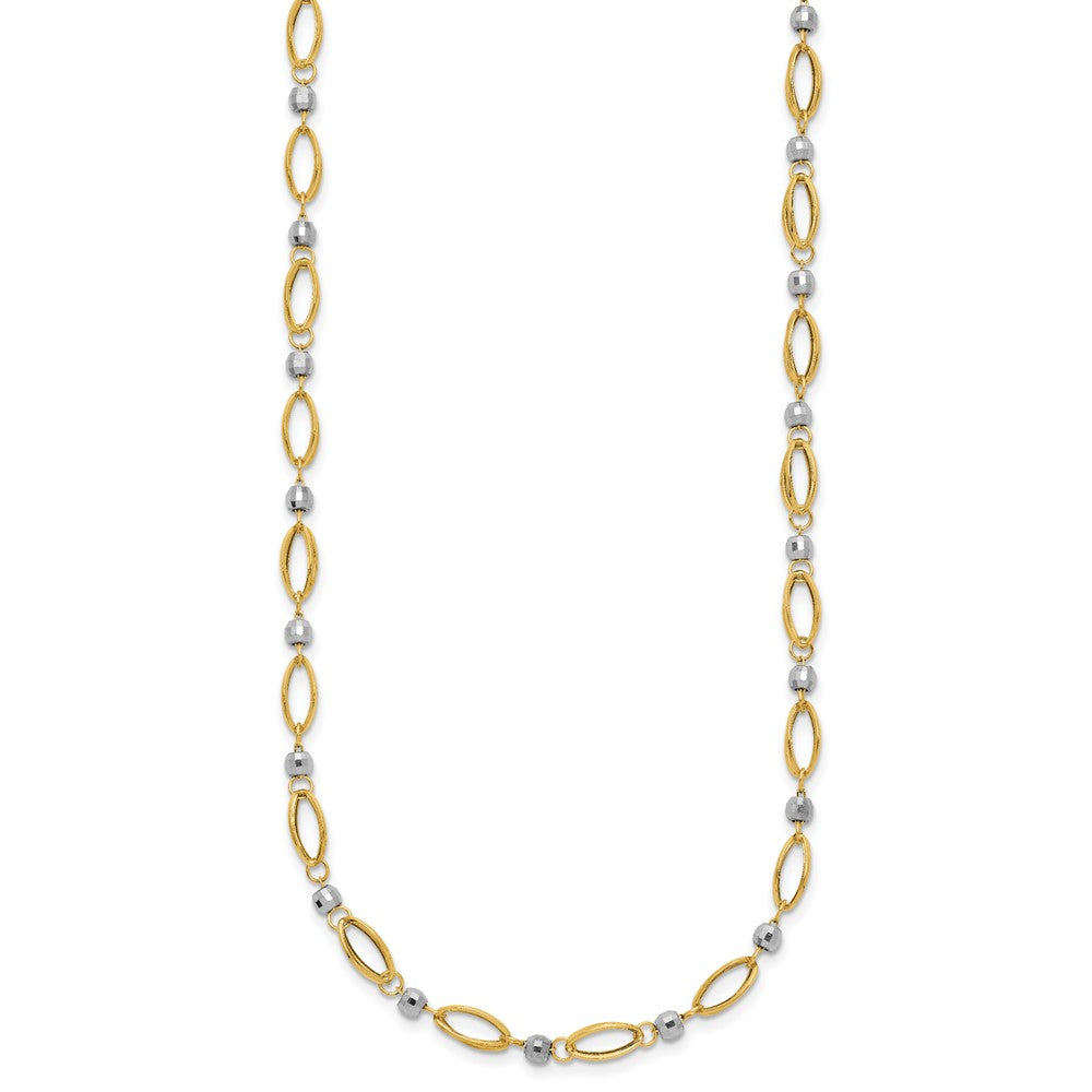 Two-Tone Fancy Oval Link and Mirror Bead Necklace - WBC