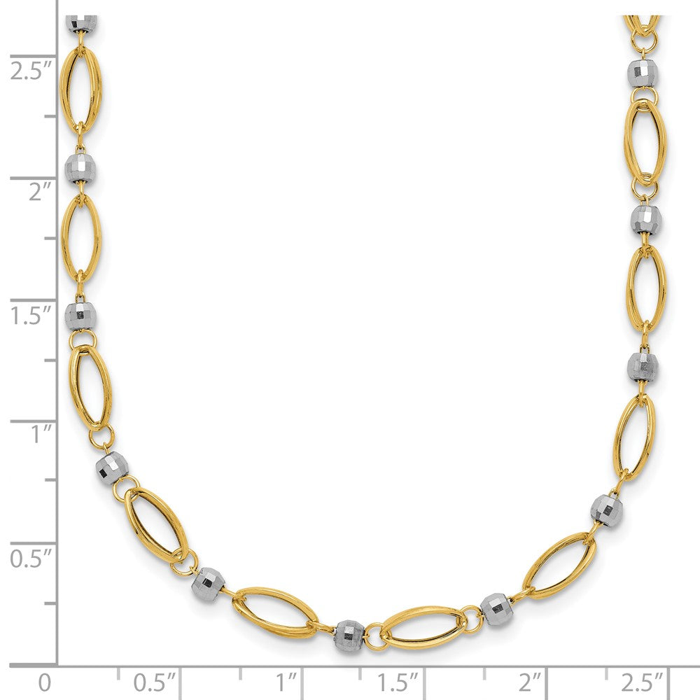 Two-Tone Fancy Oval Link and Mirror Bead Necklace - WBC