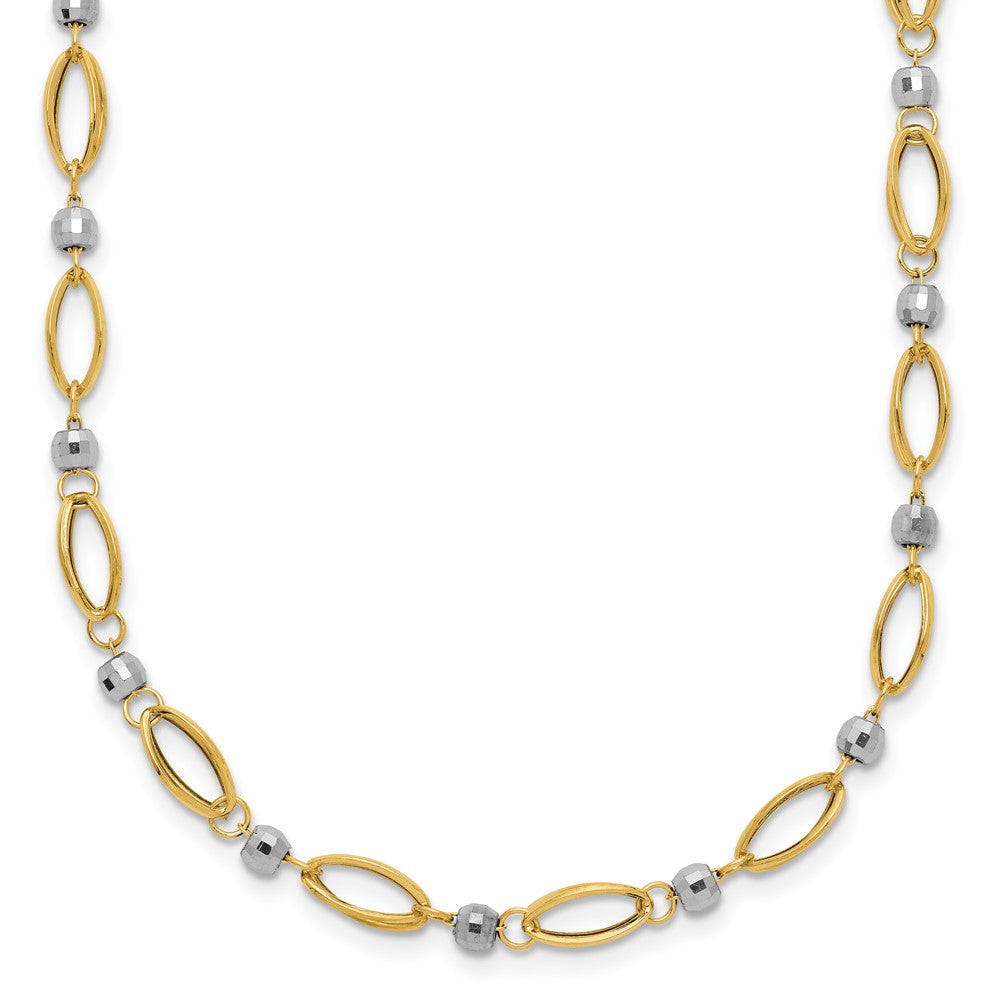 Two-Tone Fancy Oval Link and Mirror Bead Necklace - WBC