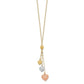 Tri-color Three Puffed Hearts Lariat Necklace Plus Extender - WBC
