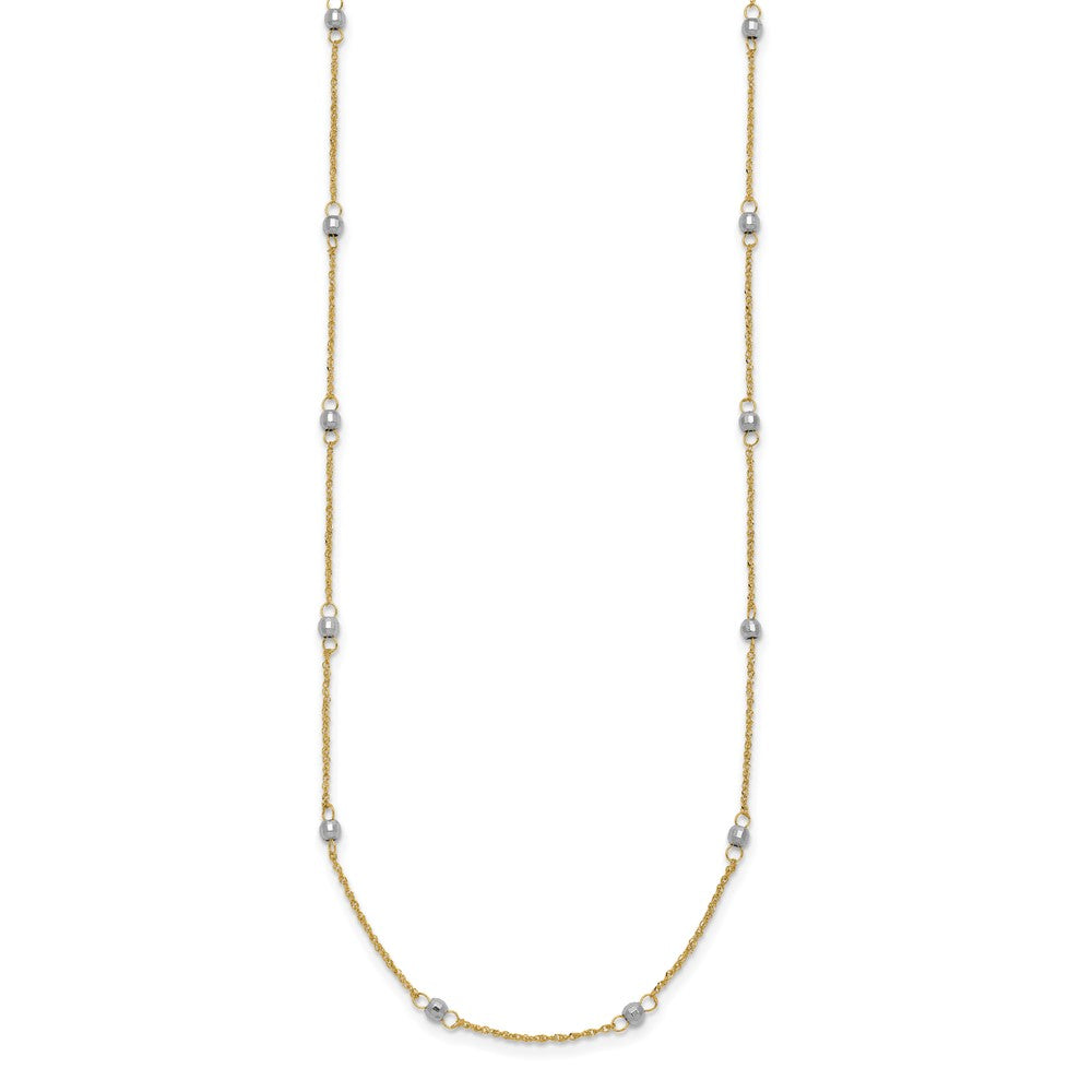 Two-tone Ropa Chain and Mirror Beads Station Necklace Plus Extender - WBC
