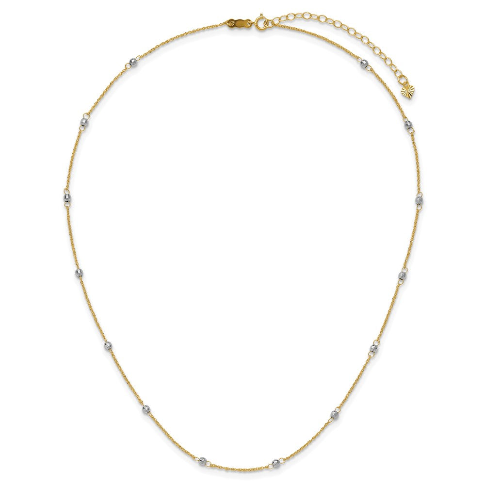 Two-tone Ropa Chain and Mirror Beads Station Necklace Plus Extender - WBC