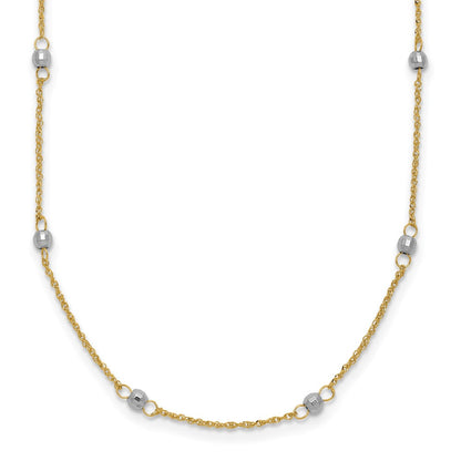 Two-tone Ropa Chain and Mirror Beads Station Necklace Plus Extender - WBC
