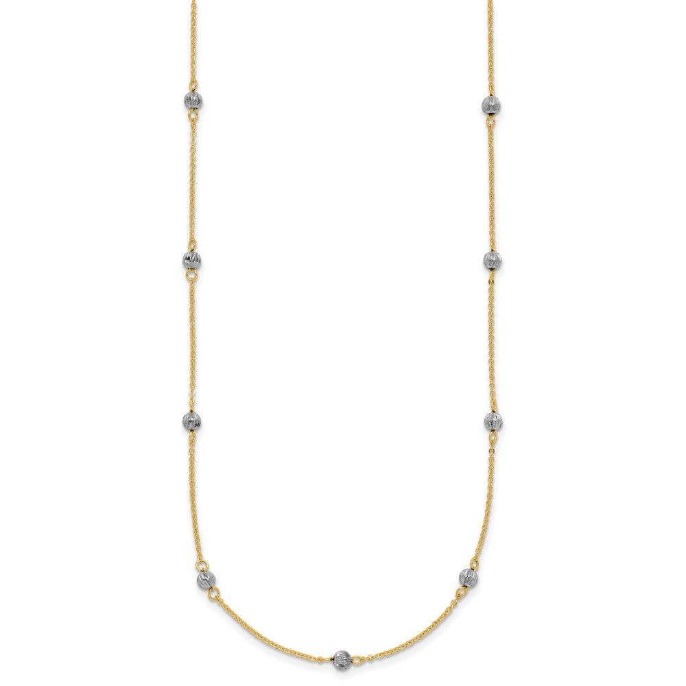 Two-tone Diamond-cut Beads Station Necklace Plus Extender - WBC
