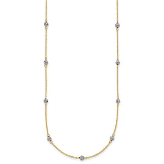 Two-tone Diamond-cut Beads Station Necklace Plus Extender - WBC