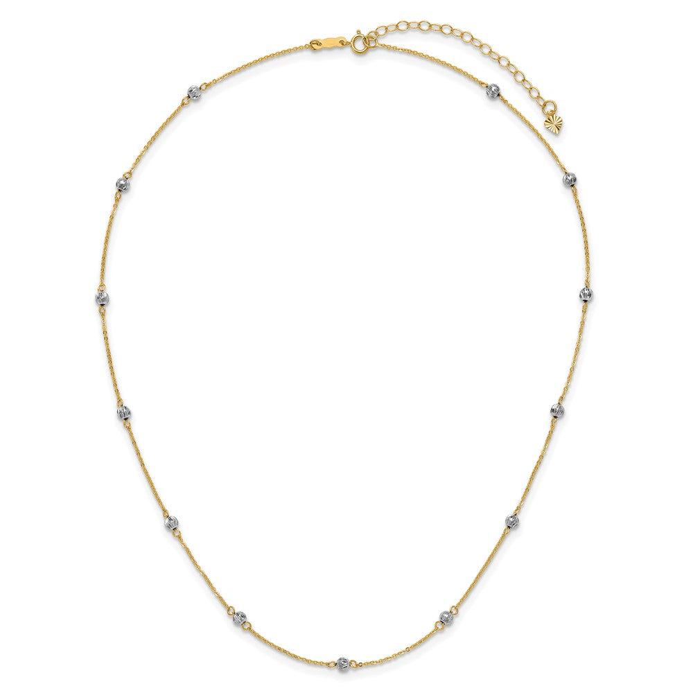 Two-tone Diamond-cut Beads Station Necklace Plus Extender - WBC