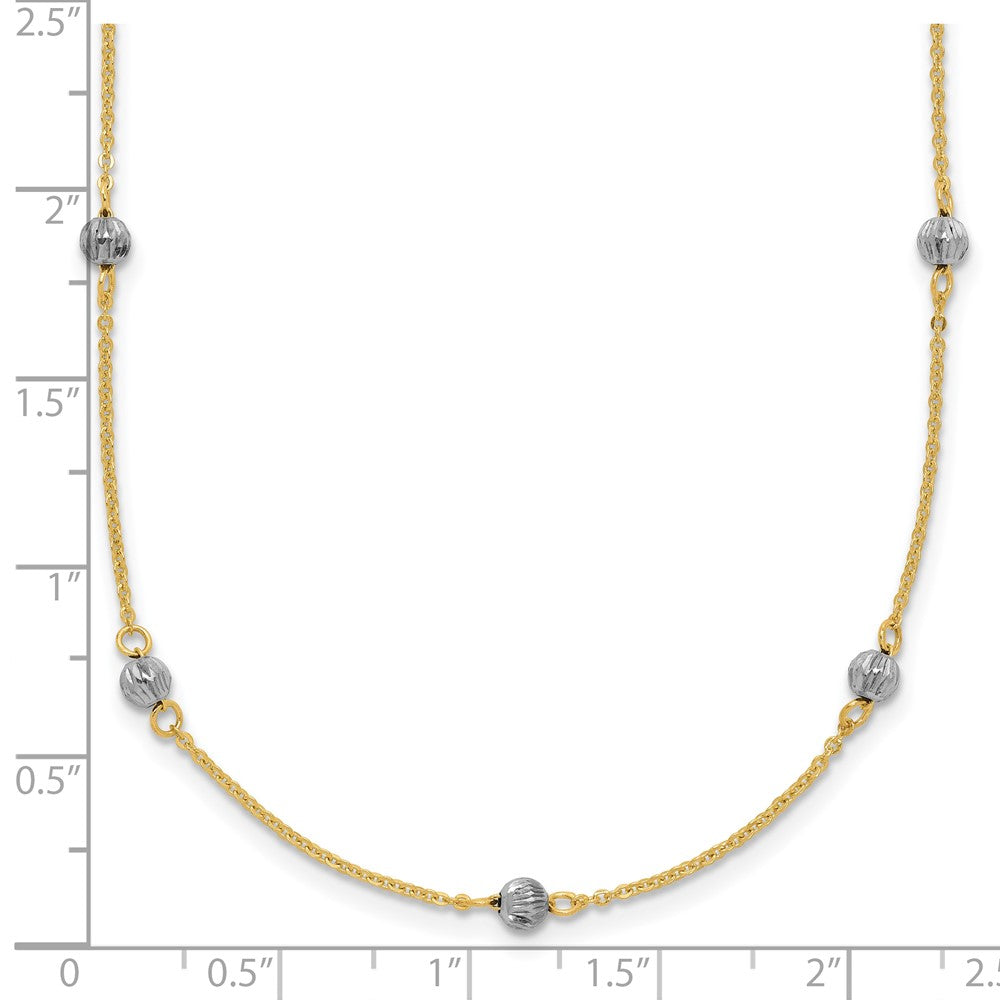 Two-tone Diamond-cut Beads Station Necklace Plus Extender - WBC