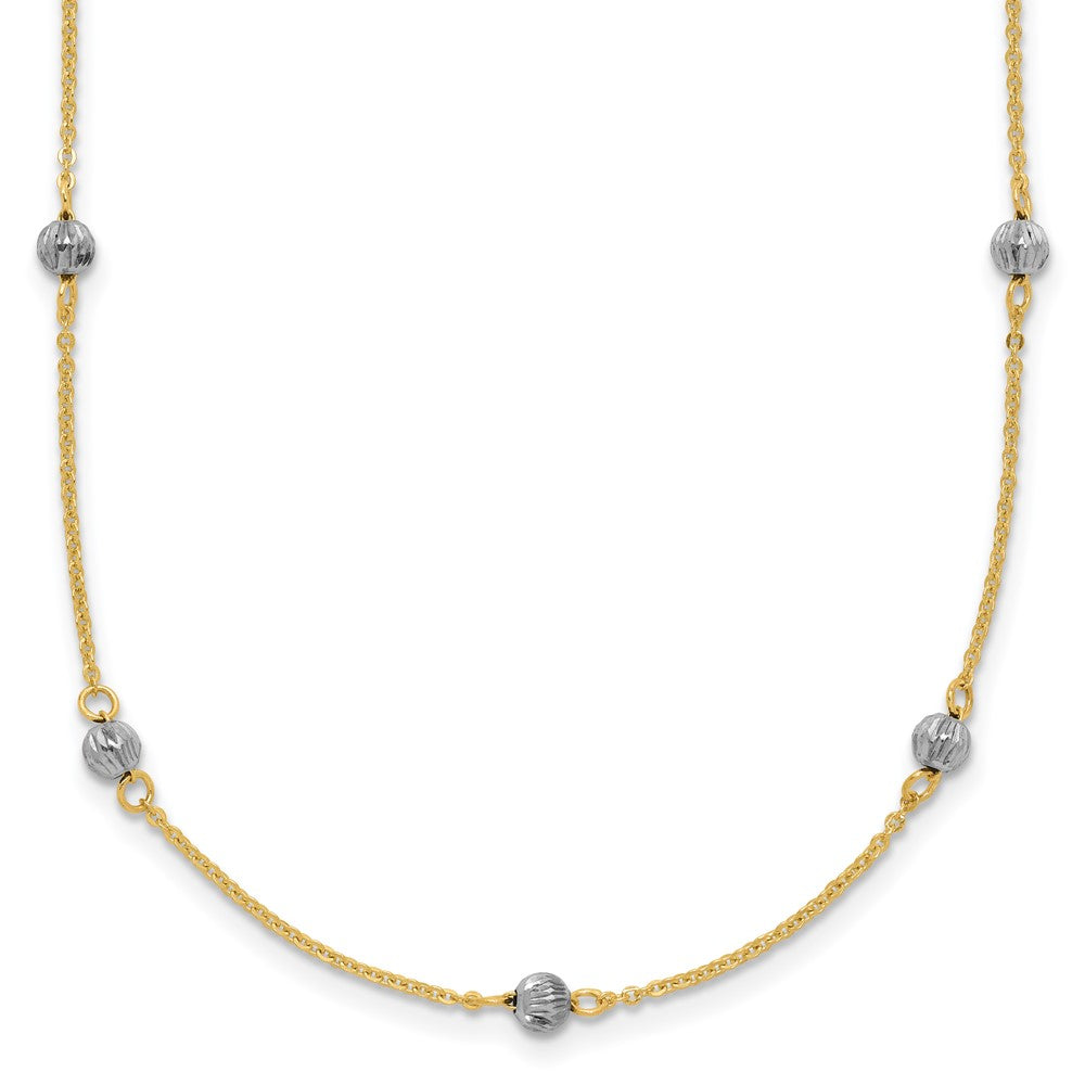 Two-tone Diamond-cut Beads Station Necklace Plus Extender - WBC