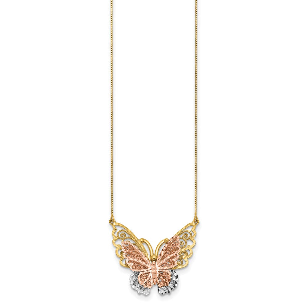 and with Rhodium Large Filigree Butterfly Necklace - WBC