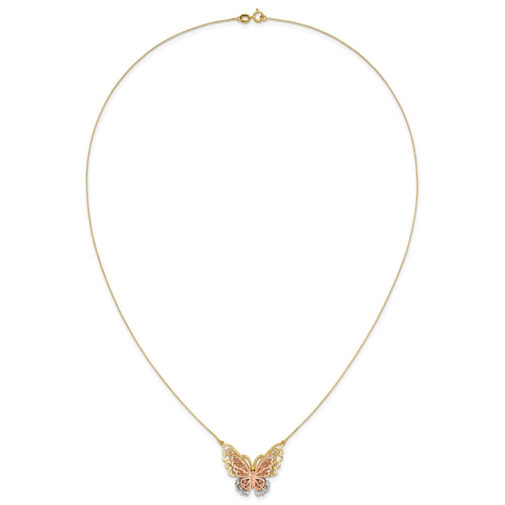 and with Rhodium Large Filigree Butterfly Necklace - WBC