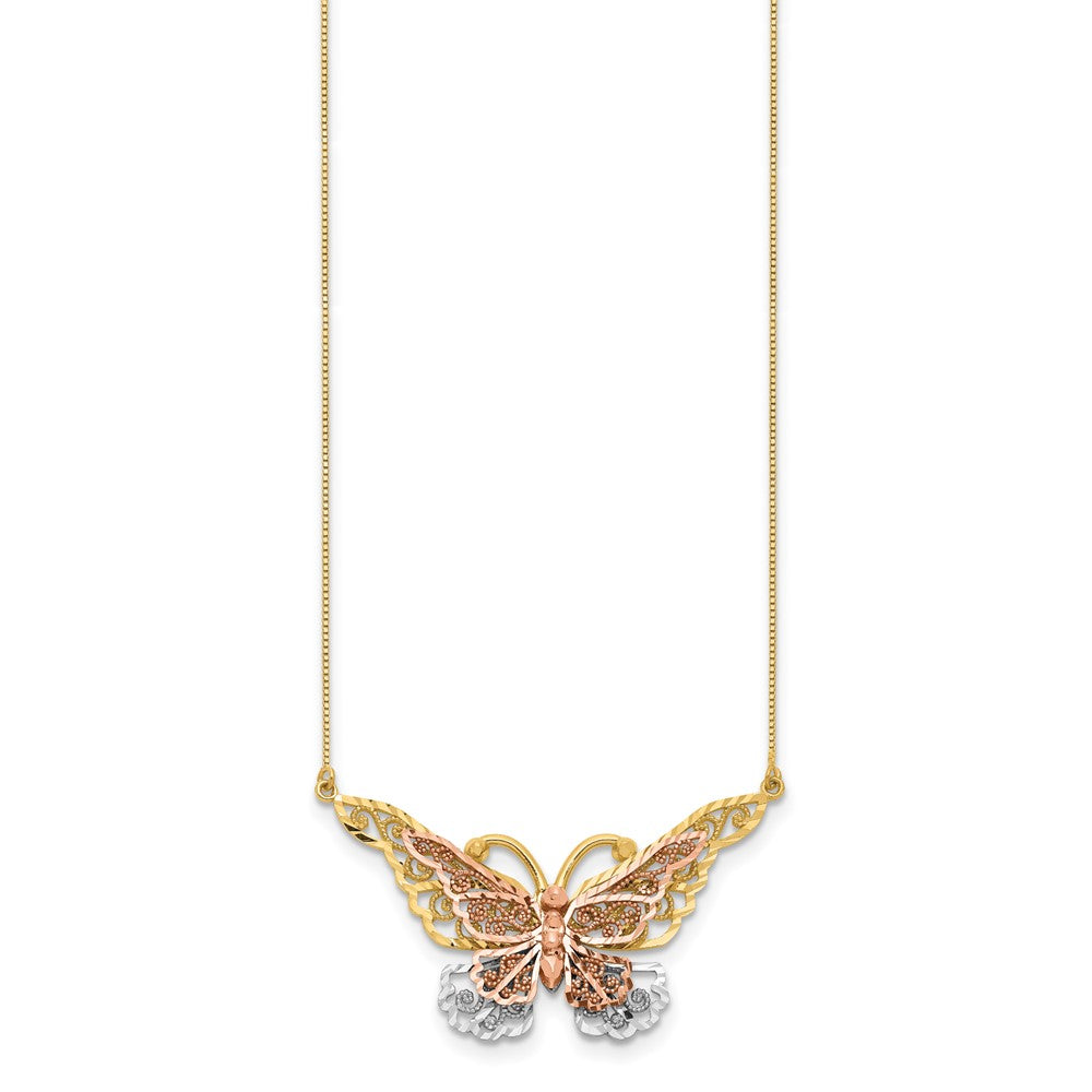 and with Rhodium Large Filigree Butterfly Necklace - WBC