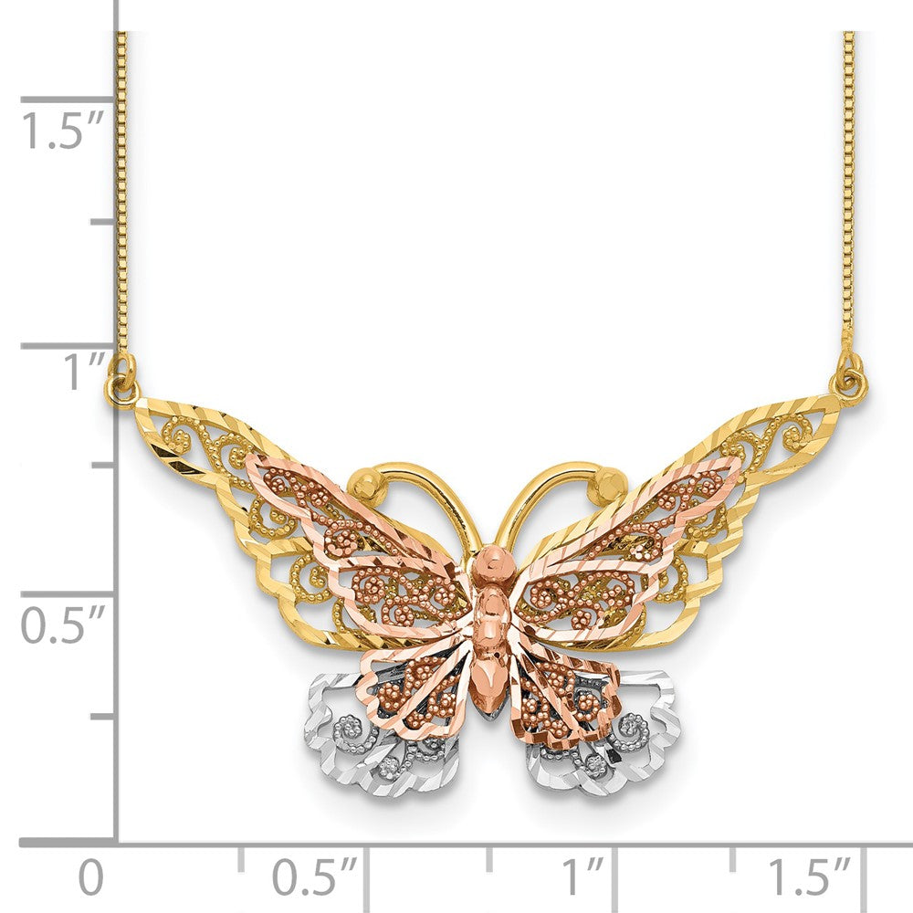 and with Rhodium Large Filigree Butterfly Necklace - WBC