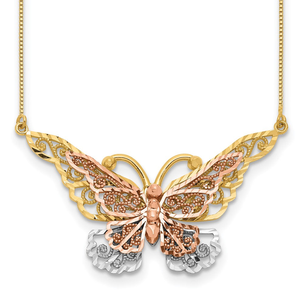 and with Rhodium Large Filigree Butterfly Necklace - WBC