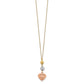 Tri-color Diamond-cut Beads and Puffed Heart Necklace Plus Extender - WBC
