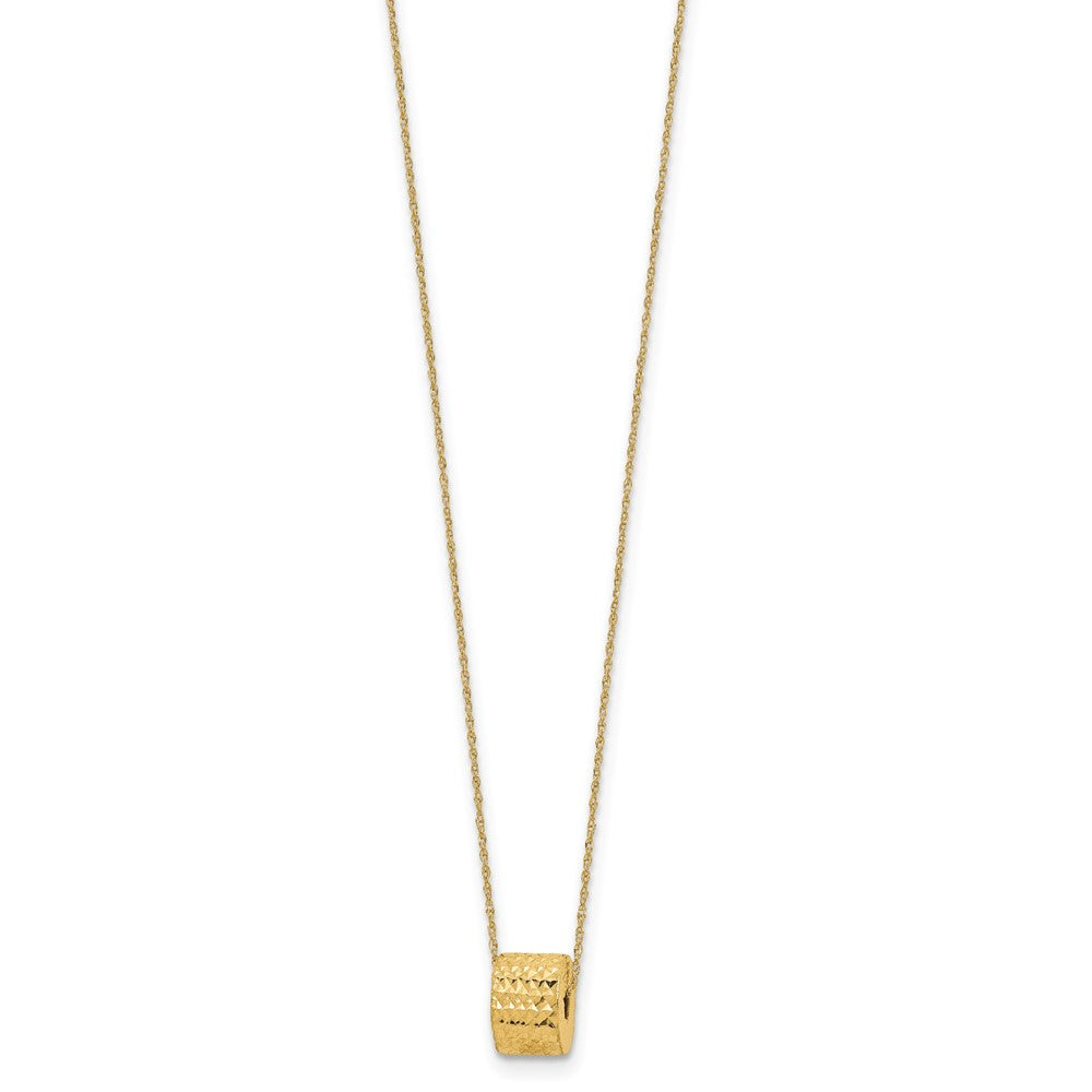 Rope Chain with Textured Barrel Bead Necklace Plus Extension - WBC