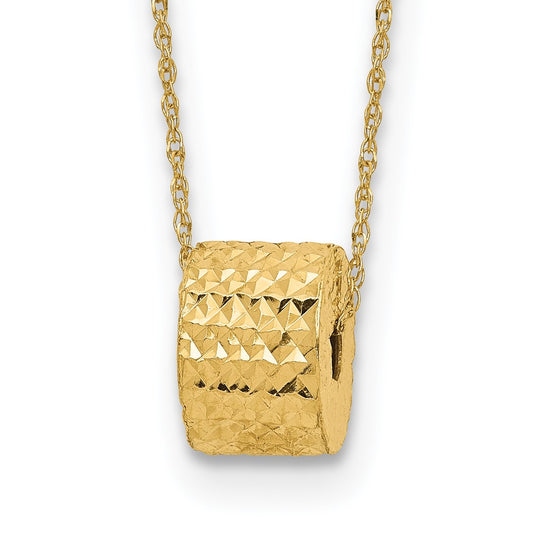 Rope Chain with Textured Barrel Bead Necklace Plus Extension - WBC