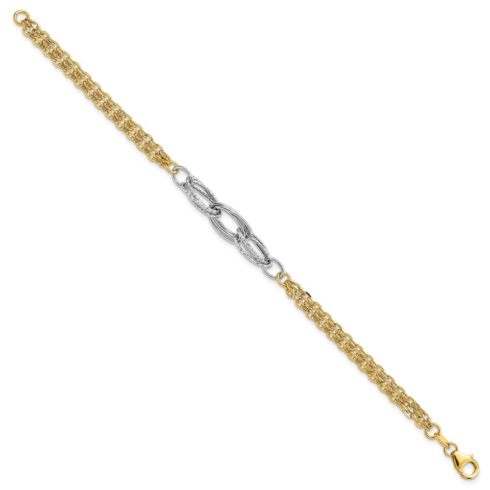 Two-tone Polished Diamond-cut Fancy Link Bracelet - WBC