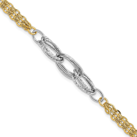 Two-tone Polished Diamond-cut Fancy Link Bracelet - WBC