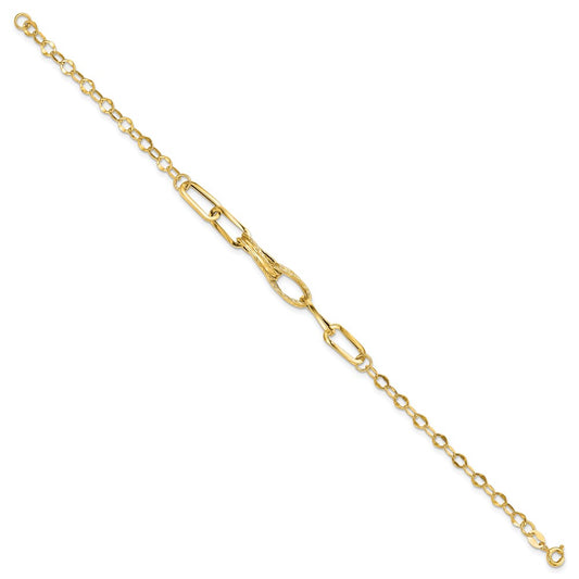 Polished Textured Fancy Link Bracelet - WBC