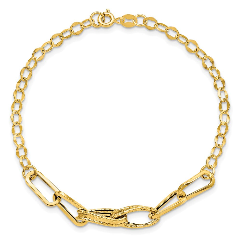 Polished Textured Fancy Link Bracelet - WBC
