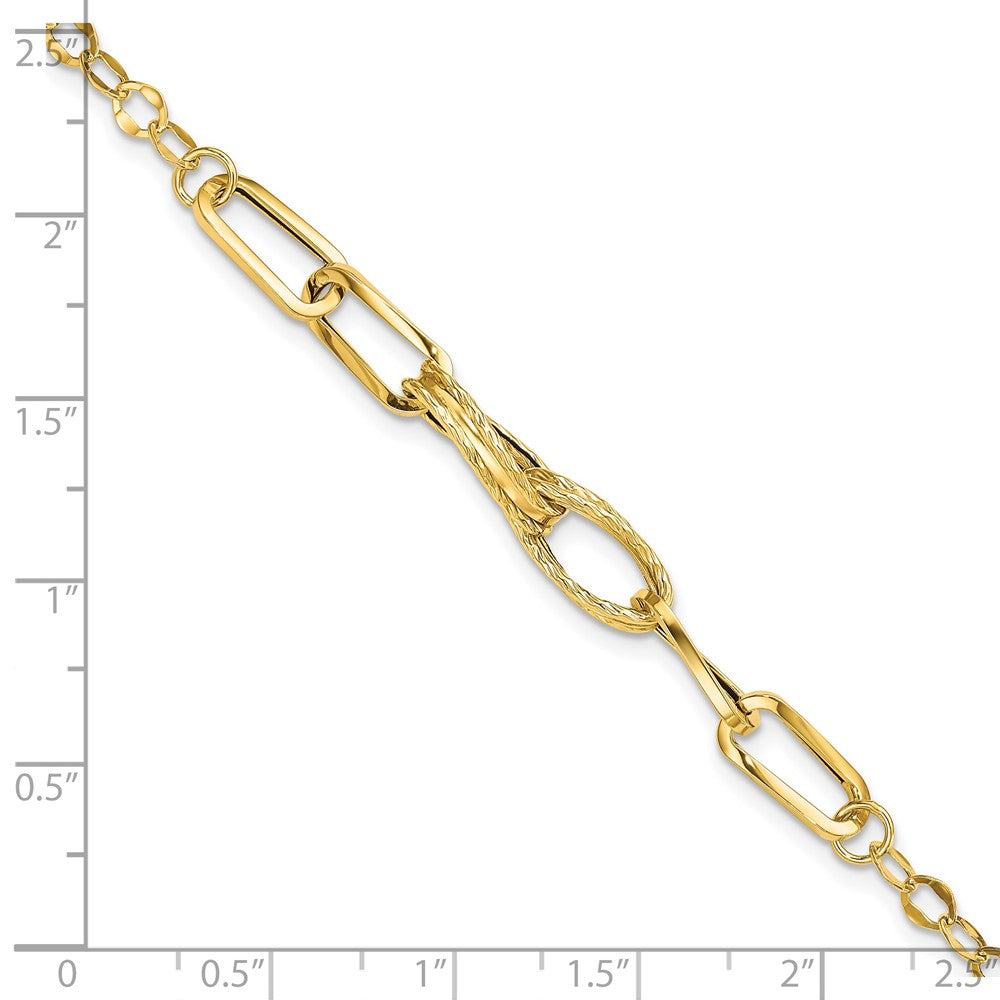 Polished Textured Fancy Link Bracelet - WBC