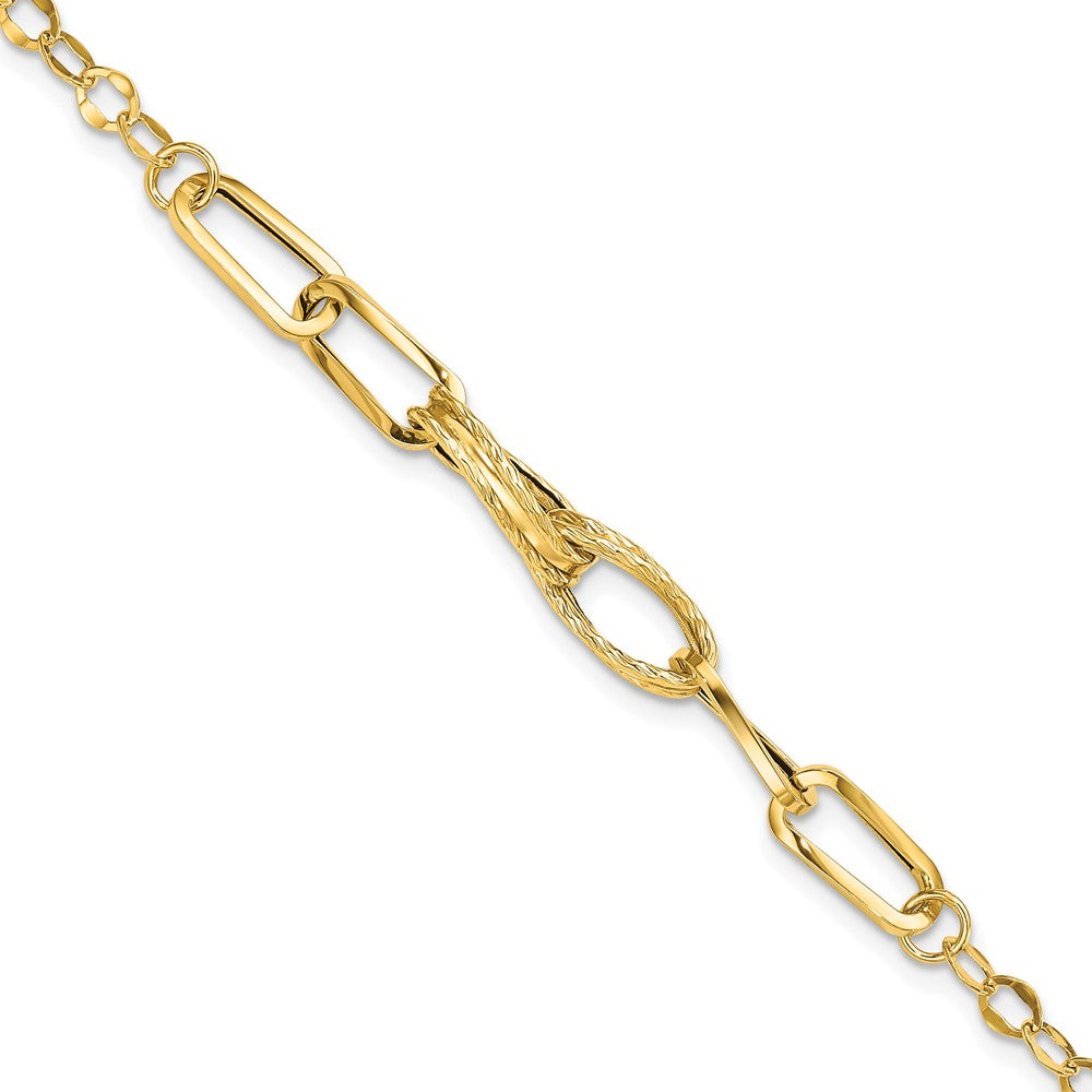Polished Textured Fancy Link Bracelet - WBC