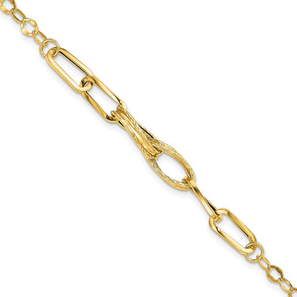 Polished Textured Fancy Link Bracelet - WBC
